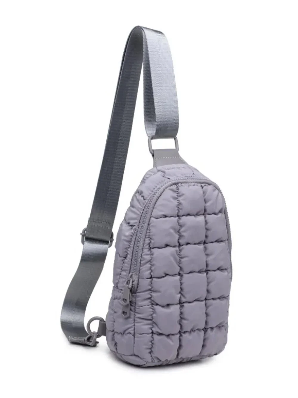 Gray Sol and Selene Rejuvenate Quilted Puffer Nylon Sling Backpack Bag
